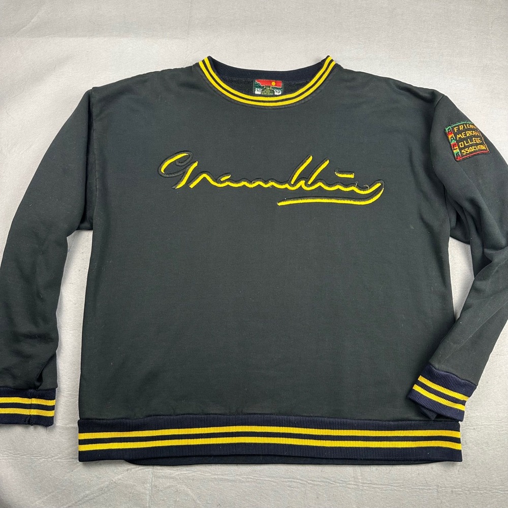 Vintage Grambling State Sweatshirt XL AACA Patch HBCU Black Yellow Northland